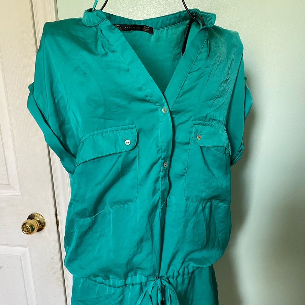 Zara Green Satin Dress
